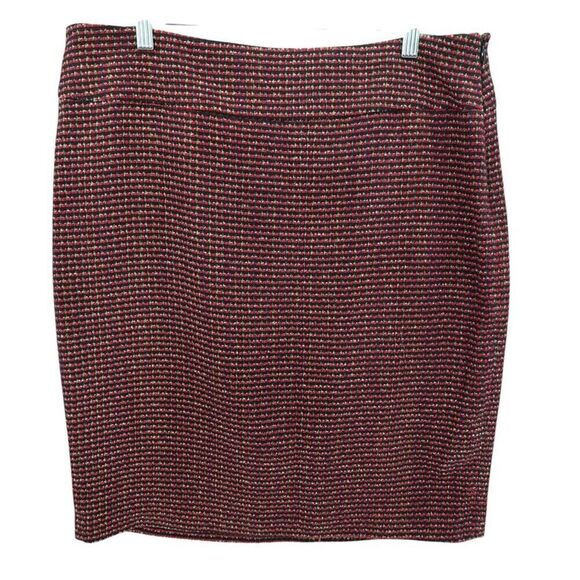 The Limited Red Black Tweed Pencil Skirt Size 14 - Picture 2 of 11
